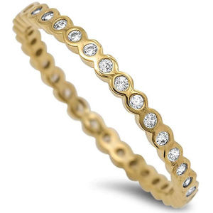 2mm Full Eternity Wedding Ring CZ Yellow Tone